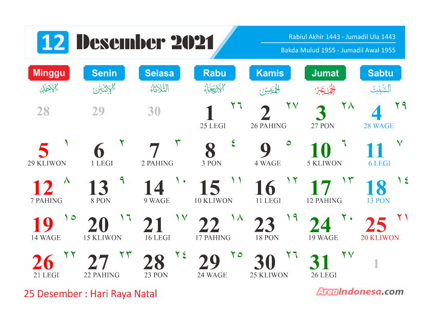 Kalender 2021 Per Bulan - Area Indonesia