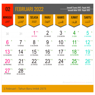 02 Kalender Bulan Februari 2022
