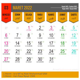 03 Kalender Bulan Maret 2022