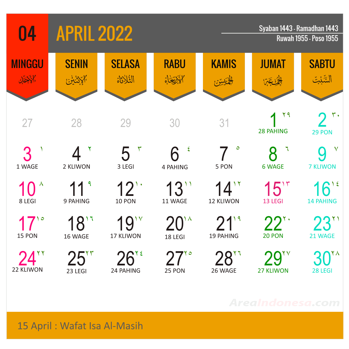 libur di bulan april 2022