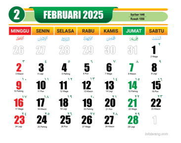 Download kalender 2025 Bulan Februari